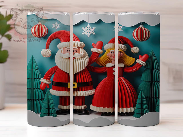 3D Santa and Mrs Claus Tumbler, Santa and Mrs Claus, Holiday Claus Design, 20Oz Wrap Design, Christmas Sublimation, Festive Santa Art, Merry Holiday Theme Sublimation Lara' s Designs 