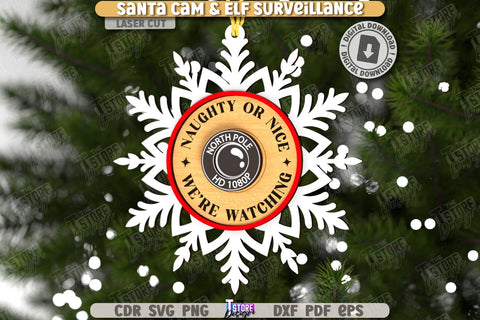 3D Santa Cam Laser Cut Bundle | Elf Surveillance SVG | Christmas Tree Toy | Xmas Ornaments | CNC Files SVG The T Store Design 