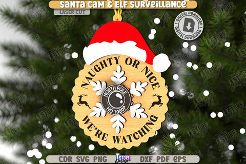 3D Santa Cam Laser Cut Bundle | Elf Surveillance SVG | Christmas Tree Toy | Xmas Ornaments | CNC Files SVG The T Store Design 