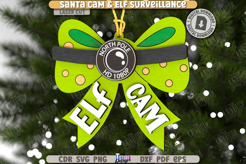 3D Santa Cam Laser Cut Bundle | Elf Surveillance SVG | Christmas Tree Toy | Xmas Ornaments | CNC Files SVG The T Store Design 