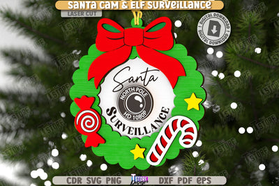 3D Santa Cam Laser Cut | Elf Surveillance SVG | Christmas Tree Toy | Xmas Ornaments | CNC File SVG The T Store Design 