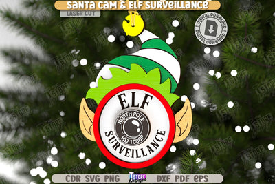 3D Santa Cam Laser Cut | Elf Surveillance SVG | Christmas Tree Toy | Xmas Ornaments | CNC File SVG The T Store Design 