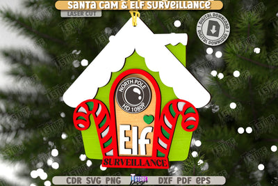 3D Santa Cam Laser Cut | Elf Surveillance SVG | Christmas Tree Toy | Xmas Ornaments | CNC File SVG The T Store Design 