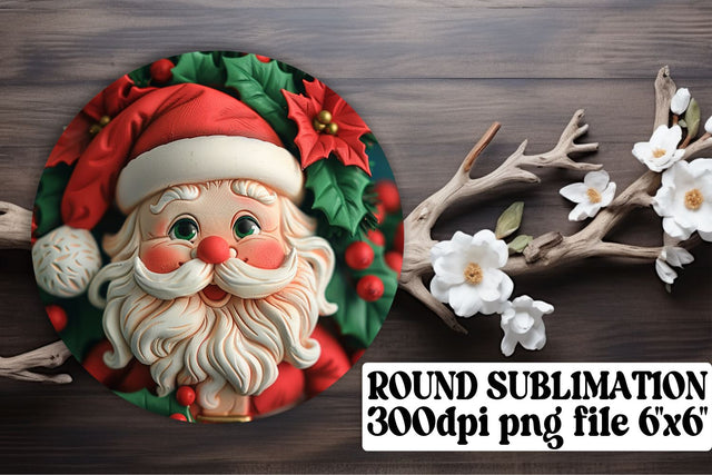 3D Santa Christmas Keychain Round Design PNG Sublimation Sublimation afrosvg 
