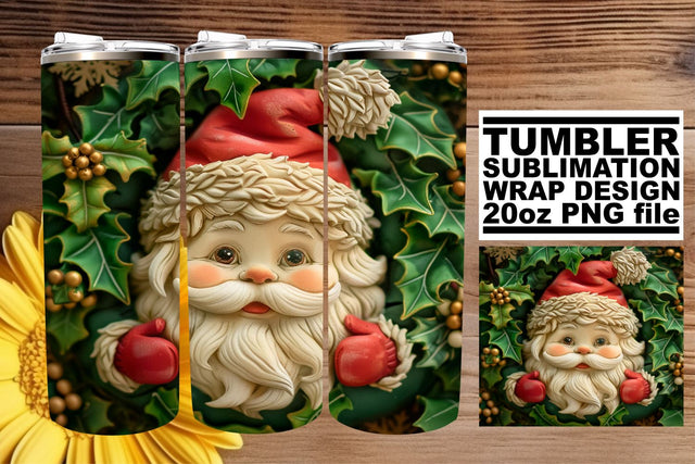 3D Santa Christmas Wrap | 20oz Tumbler Sublimation Sublimation afrosvg 