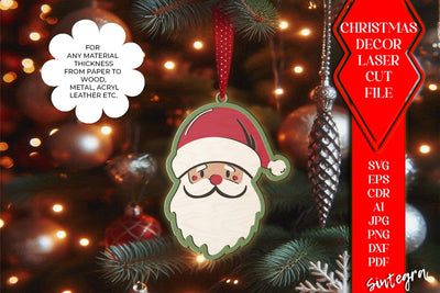 3D Santa Claus Christmas Ornament SVG Laser Cut File SVG Sintegra 