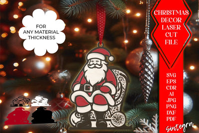 3D Santa Claus Christmas Ornament SVG Laser Cut File SVG Sintegra 