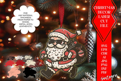 3D Santa Claus Christmas Ornament SVG Laser Cut File SVG Sintegra 