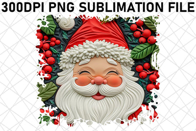 3D Santa Claus Christmas Printable PNG Sublimation afrosvg 