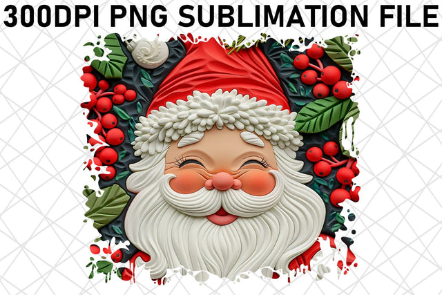 3D Santa Claus Christmas Printable PNG Sublimation afrosvg 