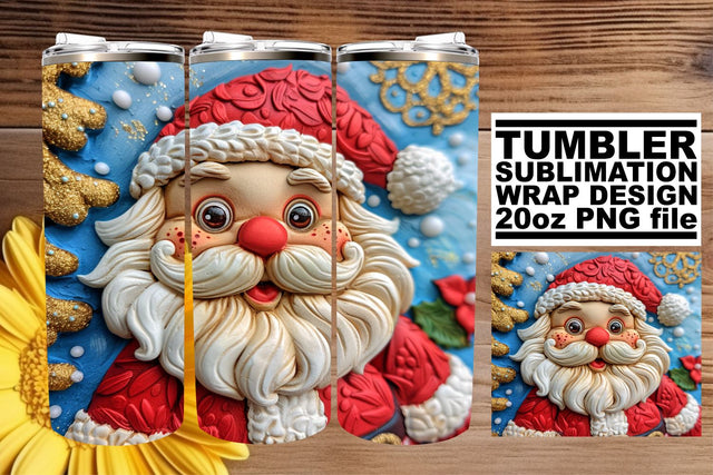 3D Santa Claus Christmas Wrap | 20oz Tumbler Sublimation Sublimation afrosvg 