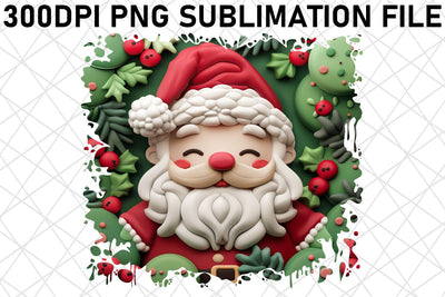 3D Santa Claus Round Design PNG Christmas Sublimation afrosvg 