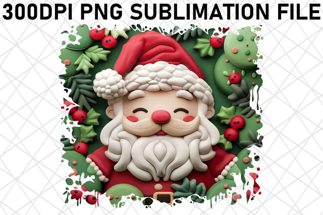3D Santa Claus Round Design PNG Christmas Sublimation afrosvg 