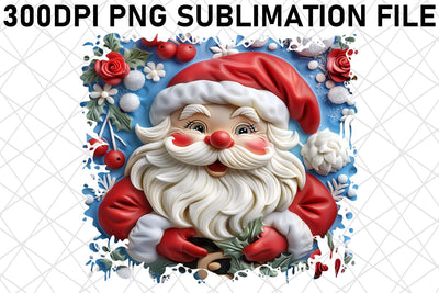3D Santa Claus Round Design PNG Christmas Sublimation afrosvg 
