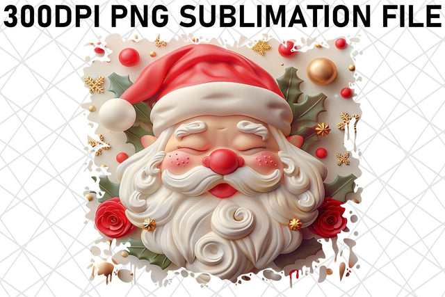 3D Santa Claus Round Design PNG Christmas Sublimation afrosvg 