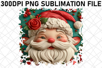 3D Santa Claus Round Design PNG Festive Holiday Sublimation afrosvg 