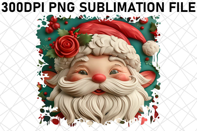 3D Santa Claus Round Design PNG Festive Holiday Sublimation afrosvg 