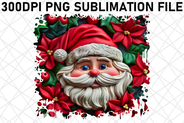 3D Santa Claus Round Design PNG Sublimation Sublimation afrosvg 