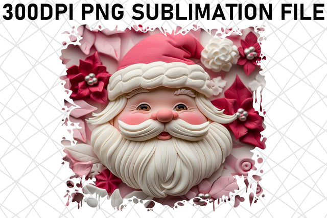 3D Santa Claus Round Design PNG Winter Sublimation afrosvg 