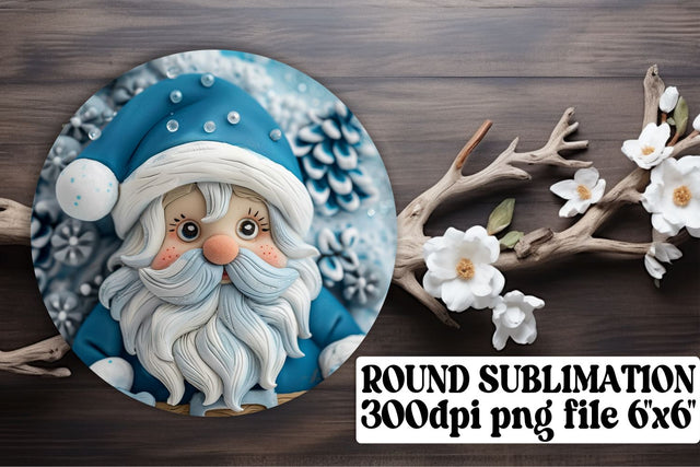 3D Santa Claus Round Keychain Design PNG Holiday Sublimation afrosvg 