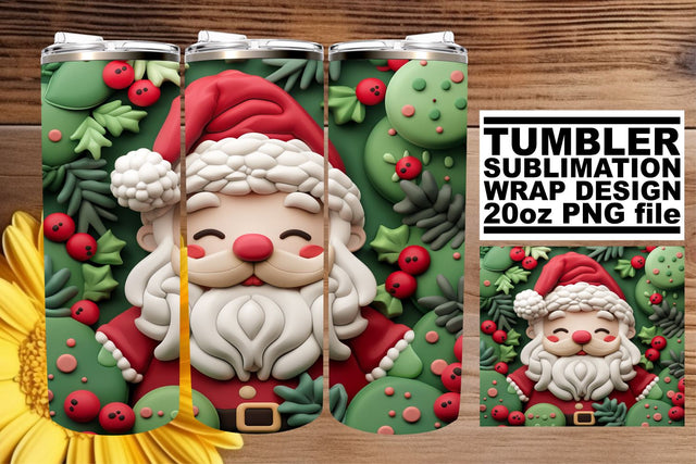 3D Santa Claus Tumbler Wrap | 20oz Christmas Sublimation Sublimation afrosvg 