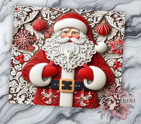 3D Santa Claus Tumbler Wrap, Christmas Sublimation Design, 20oz Tumbler Art, Digital Download Tumbler, Holiday Tumbler Wrap, Santa Claus Gift, Festive Tumbler Design Sublimation Li Zamperini 