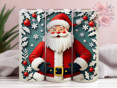 3D Santa Claus Tumbler Wrap, Christmas Sublimation Design, 20oz Tumbler Art, Digital Download Tumbler, Holiday Tumbler Wrap, Santa Claus Gift, Festive Tumbler Design Sublimation Li Zamperini 