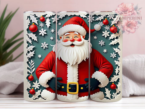 3D Santa Claus Tumbler Wrap, Christmas Sublimation Design, 20oz Tumbler Art, Digital Download Tumbler, Holiday Tumbler Wrap, Santa Claus Gift, Festive Tumbler Design Sublimation Li Zamperini 