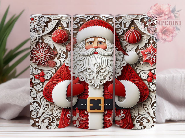 3D Santa Claus Tumbler Wrap, Christmas Sublimation Design, 20oz Tumbler Art, Digital Download Tumbler, Holiday Tumbler Wrap, Santa Claus Gift, Festive Tumbler Design Sublimation Li Zamperini 