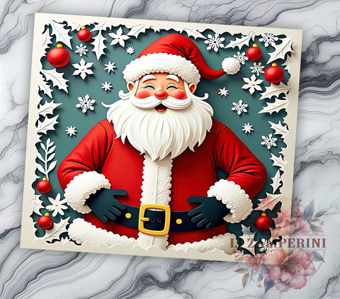 3D Santa Claus Tumbler Wrap, Christmas Sublimation Design, 20oz Tumbler Art, Digital Download Tumbler, Holiday Tumbler Wrap, Santa Claus Gift, Festive Tumbler Design Sublimation Li Zamperini 