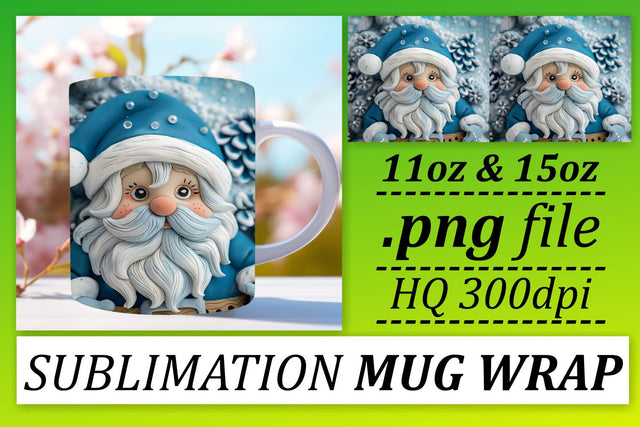3D Santa Claus Wrap 11oz 15oz Holiday Mug Sublimation Sublimation afrosvg 