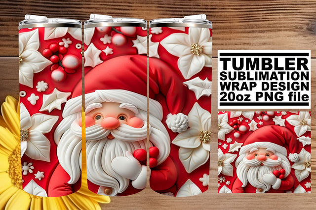 3D Santa Claus Wrap | 20oz Festive Holiday Design Sublimation afrosvg 