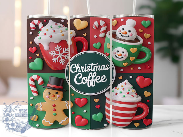 3D Santa Coffee Christmas Tumbler, Puffy Christmas Wrap, 20oz Tumbler Sublimation, Festive Hot Cocoa Design, Cozy Winter Coffee Sublimation, Santa Claus Holiday Tumbler, Christmas Vibes Wrap Sublimation ToriDesigns 