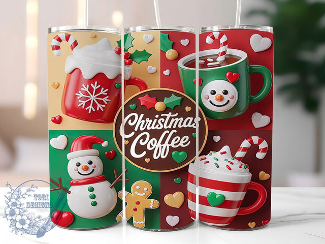 3D Santa Coffee Christmas Tumbler, Puffy Christmas Wrap, 20oz Tumbler Sublimation, Festive Hot Cocoa Design, Cozy Winter Coffee Sublimation, Santa Claus Holiday Tumbler, Christmas Vibes Wrap Sublimation ToriDesigns 
