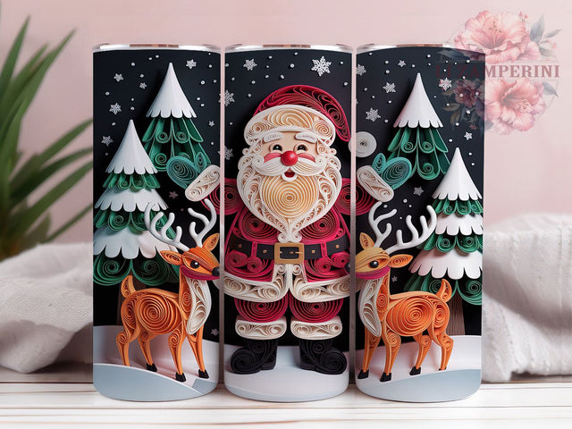 3D Santa Merry Christmas Tumbler, Christmas Cheer Wrap, Festive Santa Sublimation, Holiday Santa Cup, 20Oz Skinny Tumbler Wrap, Jolly Santa Mug, Merry Christmas Design Sublimation Li Zamperini 