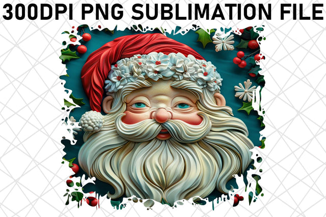 3D Santa Printable for PNG Christmas Sublimation afrosvg 