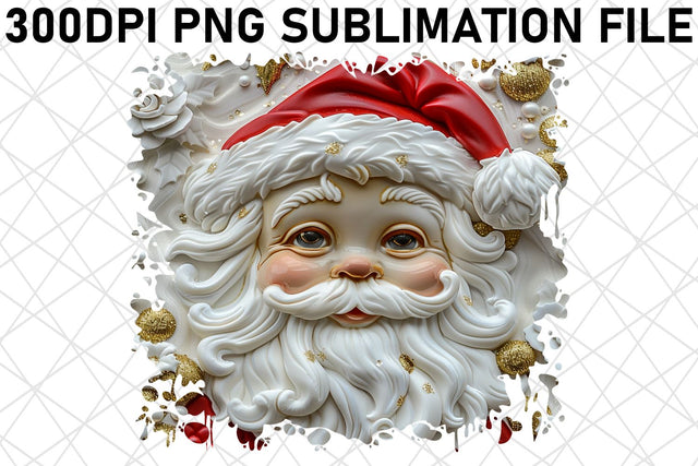 3D Santa Printable for PNG Christmas Sublimation afrosvg 