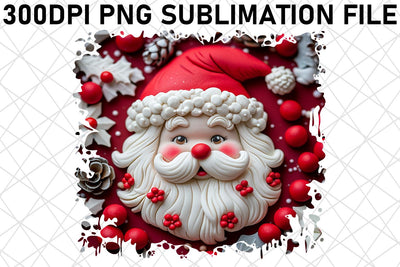 3D Santa Printable for PNG Christmas Sublimation afrosvg 