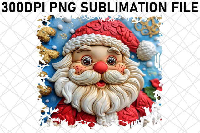 3D Santa Printable PNG Festive Christmas Sublimation afrosvg 