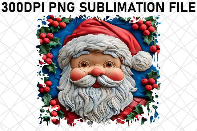 3D Santa Printable PNG Winter Christmas Sublimation afrosvg 