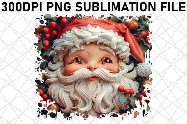 3D Santa Printable PNG Winter Christmas Sublimation afrosvg 