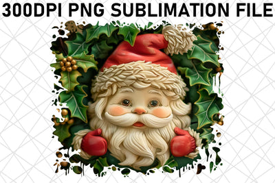 3D Santa Printable PNG Winter Holiday Sublimation afrosvg 