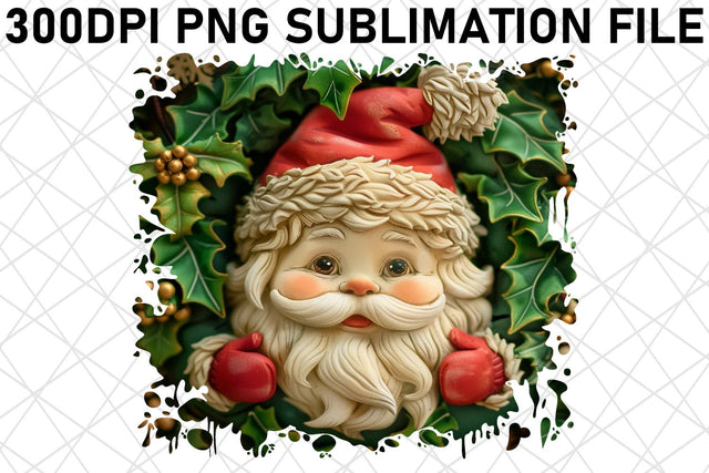 3D Santa Printable PNG Winter Holiday Sublimation afrosvg 