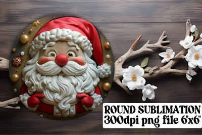 3D Santa Round Design Keychain PNG Festive Christmas Sublimation afrosvg 