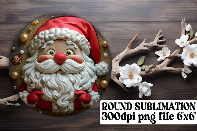 3D Santa Round Design Keychain PNG Festive Christmas Sublimation afrosvg 