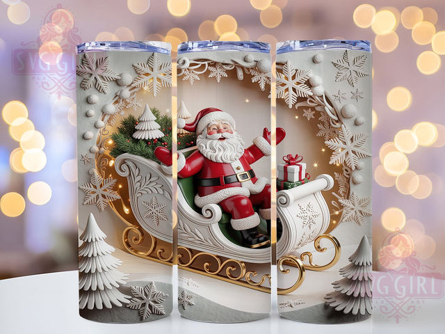 3D Santa Sleigh Christmas Tumbler, Christmas Sleigh Sublimation Design, Festive Holiday Cup Art, 20oz Xmas Tumbler, Whimsical Santa Mug, Stylish Christmas Cup, Cozy Holiday Wrap Sublimation SvggirlplusArt 
