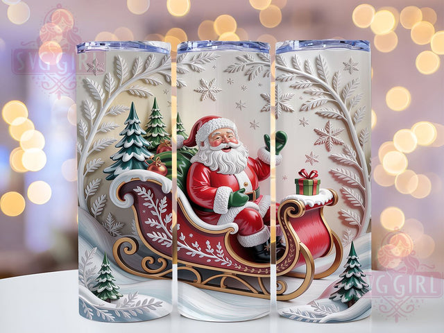 3D Santa Sleigh Christmas Tumbler, Christmas Sleigh Sublimation Design, Festive Holiday Cup Art, 20oz Xmas Tumbler, Whimsical Santa Mug, Stylish Christmas Cup, Cozy Holiday Wrap Sublimation SvggirlplusArt 