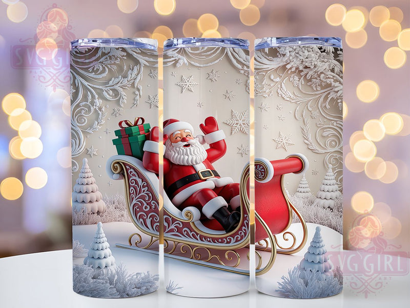 3D Santa Sleigh Christmas Tumbler, Christmas Sleigh Sublimation Design, Festive Holiday Cup Art, 20oz Xmas Tumbler, Whimsical Santa Mug, Stylish Christmas Cup, Cozy Holiday Wrap Sublimation SvggirlplusArt 