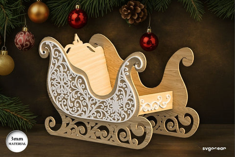 3D Santa Sleigh Laser Cut SVG SvgOcean 