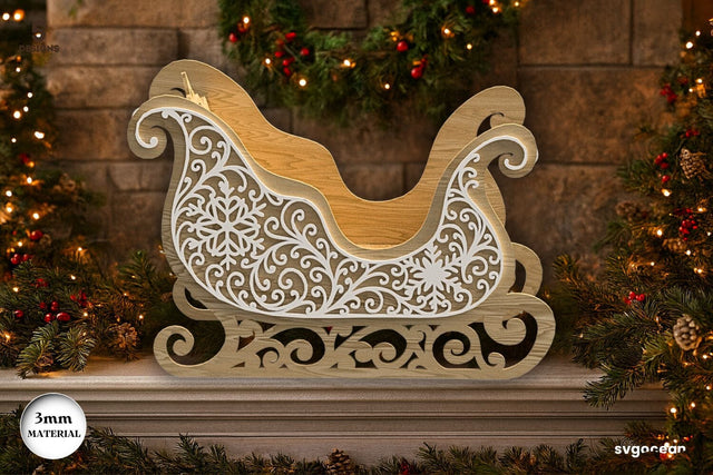 3D Santa Sleigh Laser Cut SVG SvgOcean 